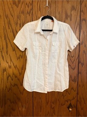 Tommy Bahama 100% Linen Off White Short Sleeve Button Up Shirt Medium